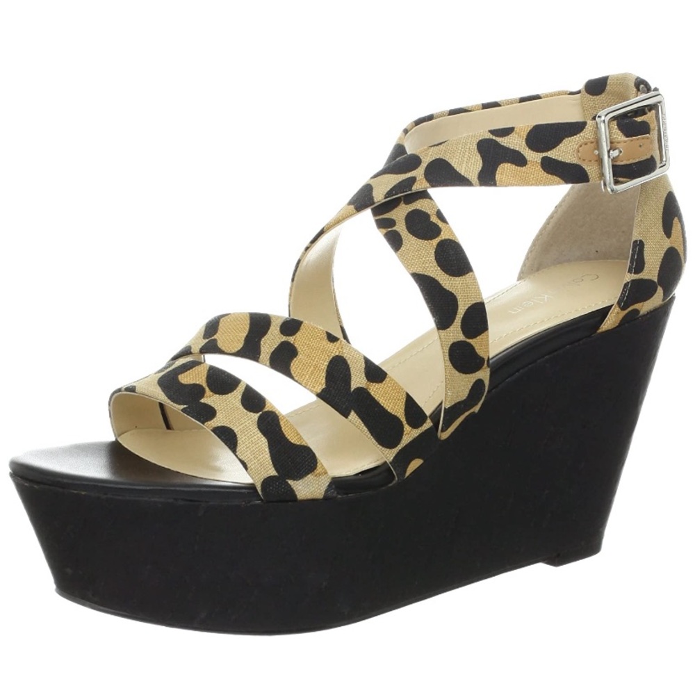 Calvin Klein Strappy Leopard Platform Sandals